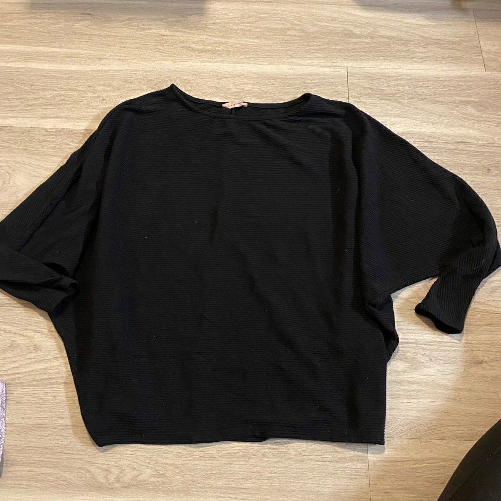 Ces Femme women's black textured top size large